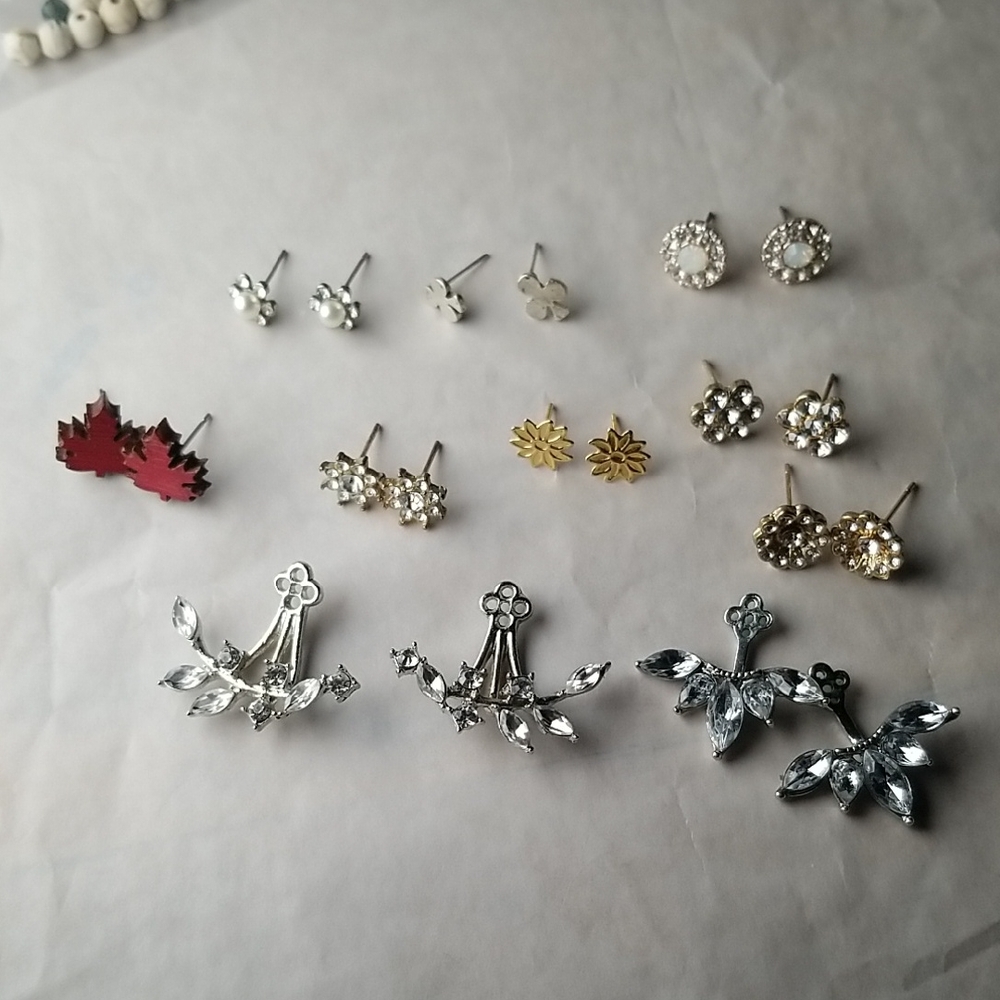 Set Of Floral Stud Earrings